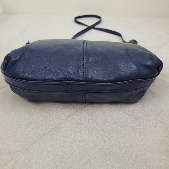 Toni Vintage Navy Leather Cross Body Shoulder Bag 80s Unique Festival Boho Glam - Picture 7 of 11